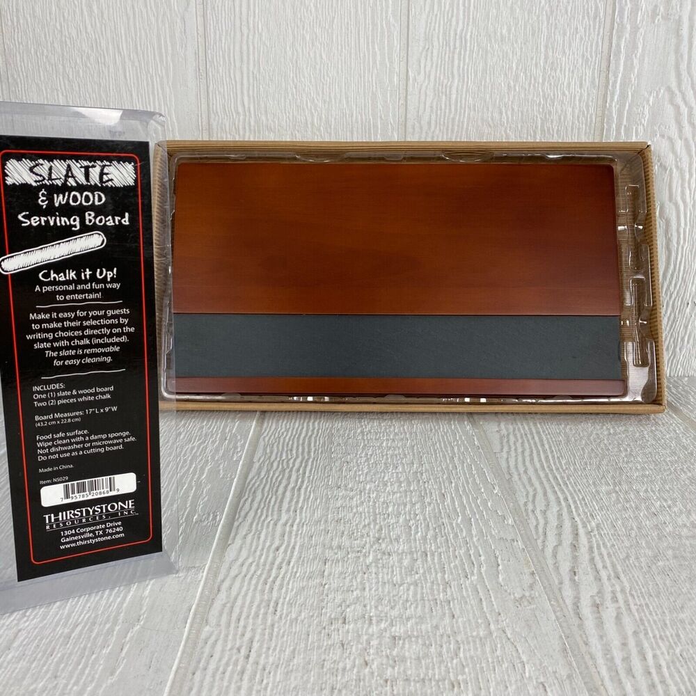 Thirstystone‎ Serving Board Slate Chalk Wood Party Hosting Charcuterie Serving